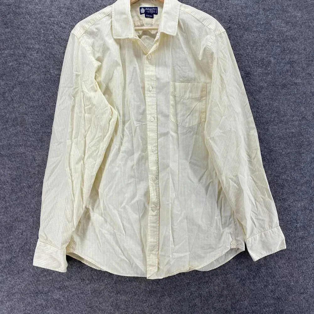 J. Crew Shirt Men L Large Yellow Plaid Button Up Collared Long Sleeve Cotton